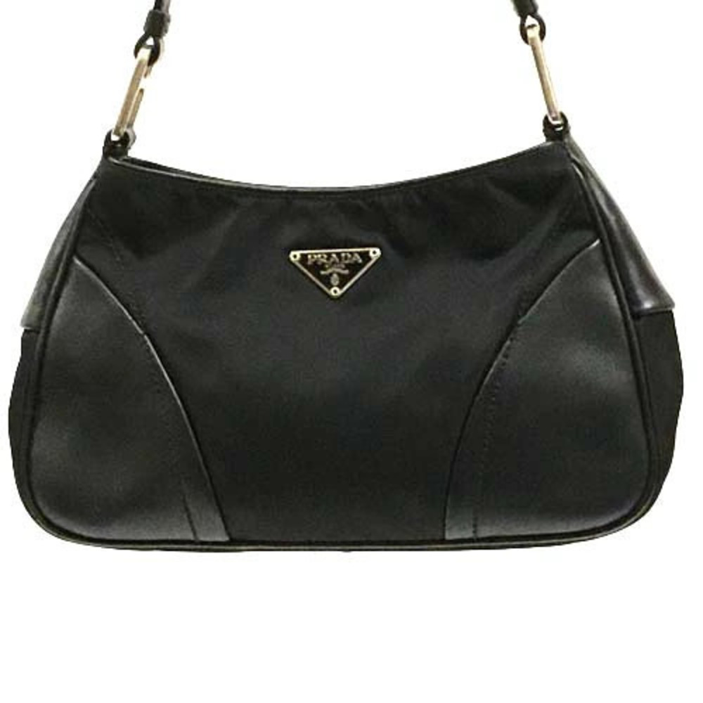 Prada Noir Leather Black Hobo Handbag Tessuto Black Shoulder One Bag